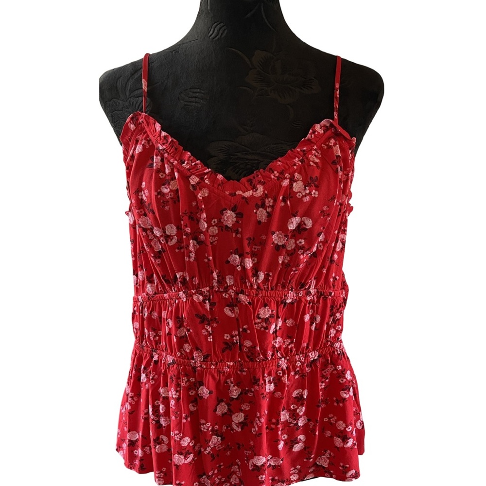 Red, Floral Old Navy Summer Top with Spaghetti Straps